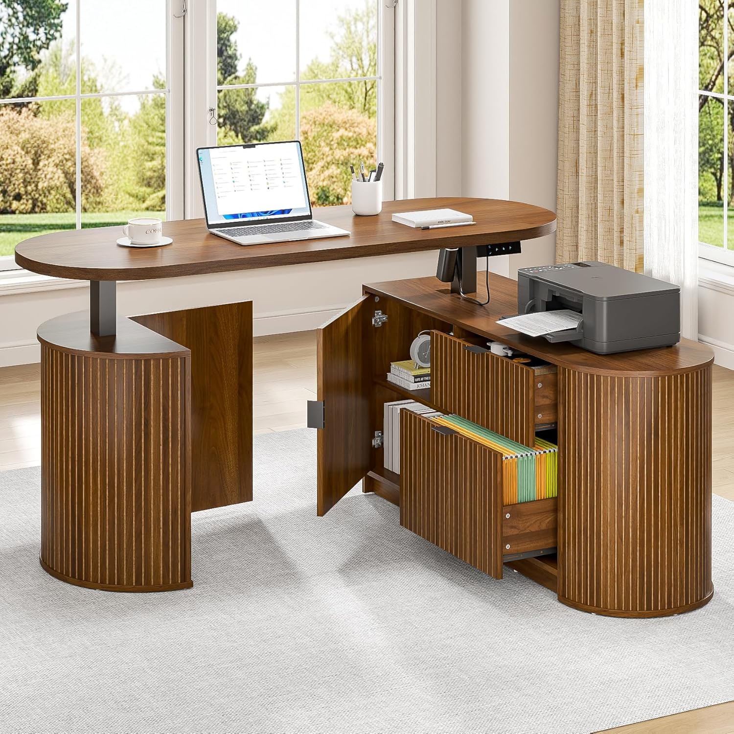 미드 센추리 모던 전동식 L자형 스탠딩 데스크, 59  - Standing Desk Electric 리뷰 및 가격