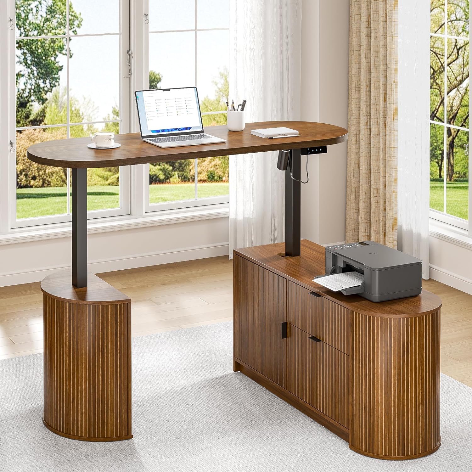 미드 센추리 모던 전동식 L자형 스탠딩 데스크, 59  - Standing Desk Electric 리뷰 및 가격
