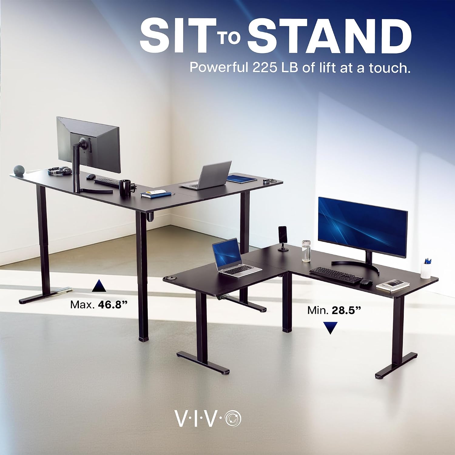 빈티지 브라운 코너 스탠딩 데스크, 63 x 55인치, - Standing Desk Electric 리뷰 및 가격