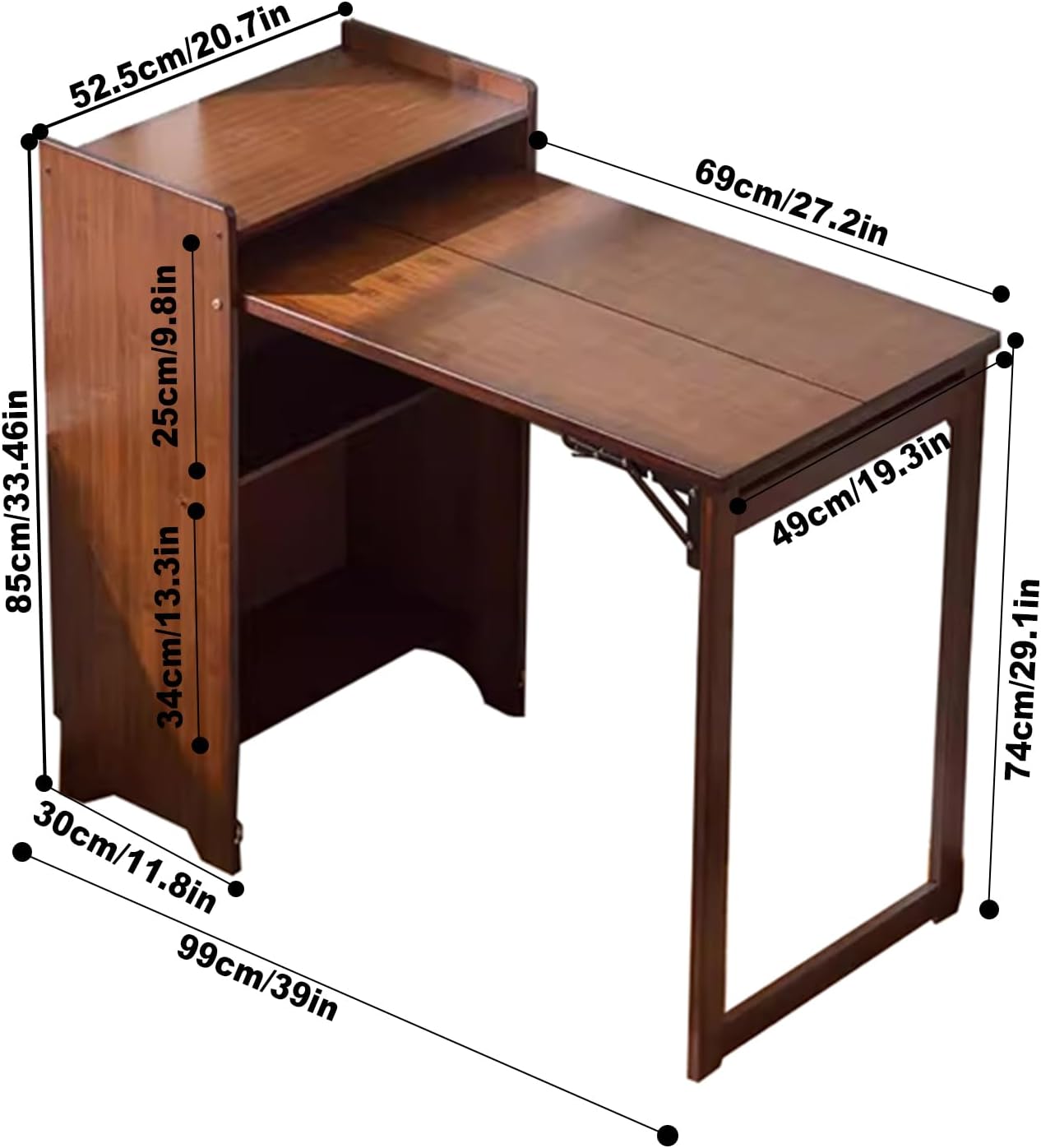 수납 선반이 있는 대나무 접이식 책상, 공간 절약형 접 - Home Office Hideaway Desk 리뷰 및 가격