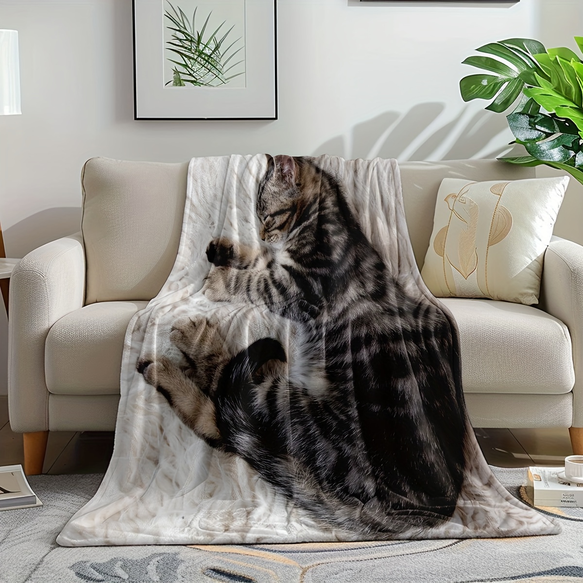 잠자는 고양이 플란넬 담요, 힐링 디자인 소프트 담요, - Home Office Design Ideas 리뷰 및 가격
