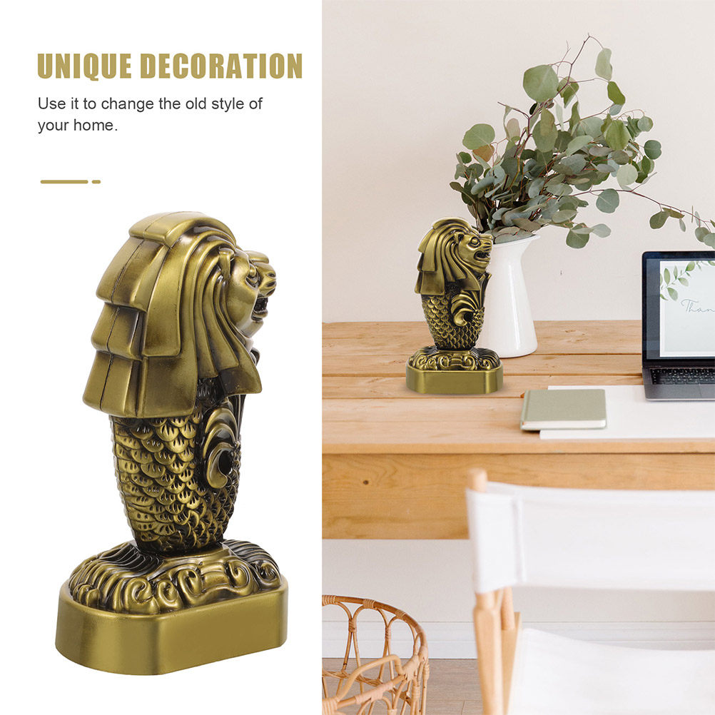 2Pcs Merlion 싱가포르 금속 조각품 튼튼한 데 - Home Office Singapore 리뷰 및 가격